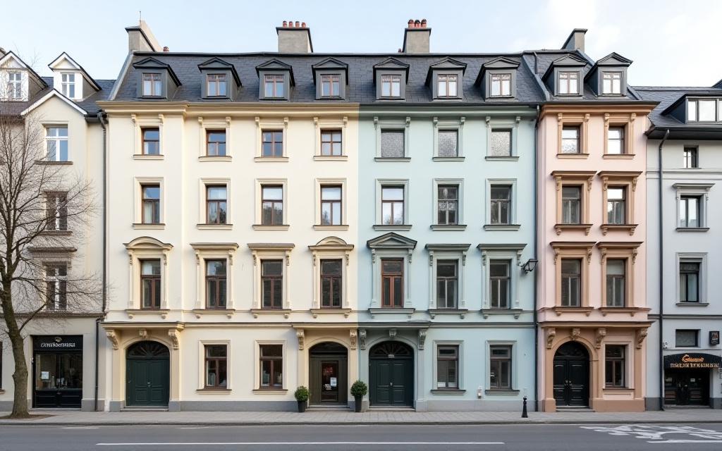 Fasaden på en klassisk bygård på Frogner etter rehabilitering.